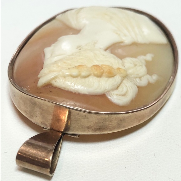 Gold Filled Antique Estate Shell Cameo Pendant - Picture 10 of 12